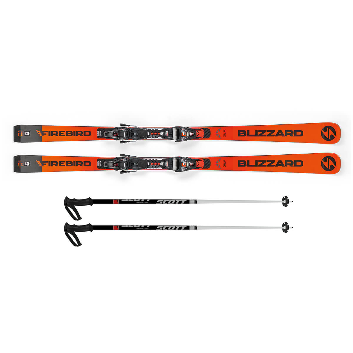 Blizzard Firebird WRC ski's en skistokken te huur bij Snow Experts, ontwikkeld voor topsnelheid en precieze bochten, ideaal voor racers en ambitieuze skiërs.