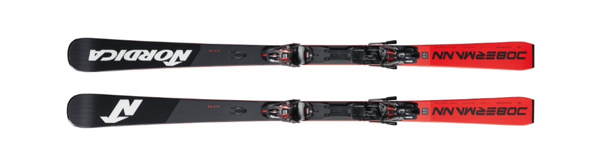 Nordica Dobermann SLR ski's te huur bij Snow Experts, hoogwaardige slalomski's voor precieze, scherpe bochten en snelle afdalingen.