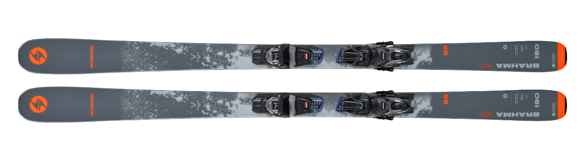 Blizzard Brahma skis in the Snow Experts rental shop, versatile all-mountain skis, ideal for a wide range of conditions and experienced skiers.
